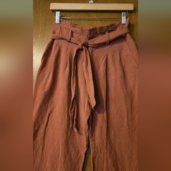 Madewell Linen Paperbag Pants - size 0 - orange rust - Picture 5 of 8